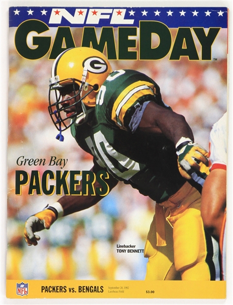 1992 (September 20) Brett Favre Green Bay Packers Cincinnati Bengals Game Program