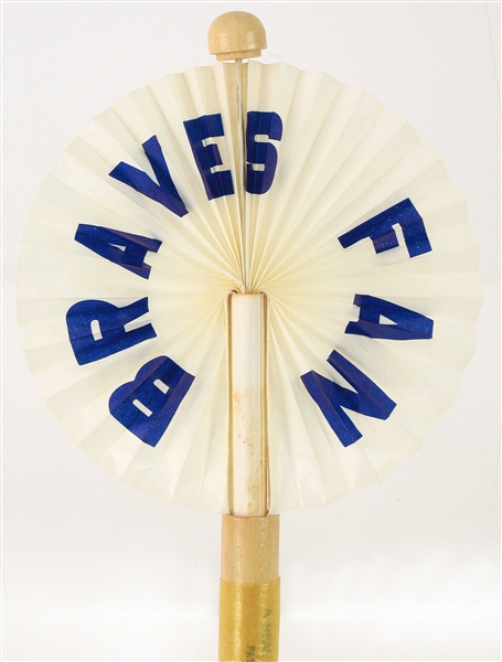 1950s Milwaukee Braves Baseball Bat w/ Retractable Paper Fan