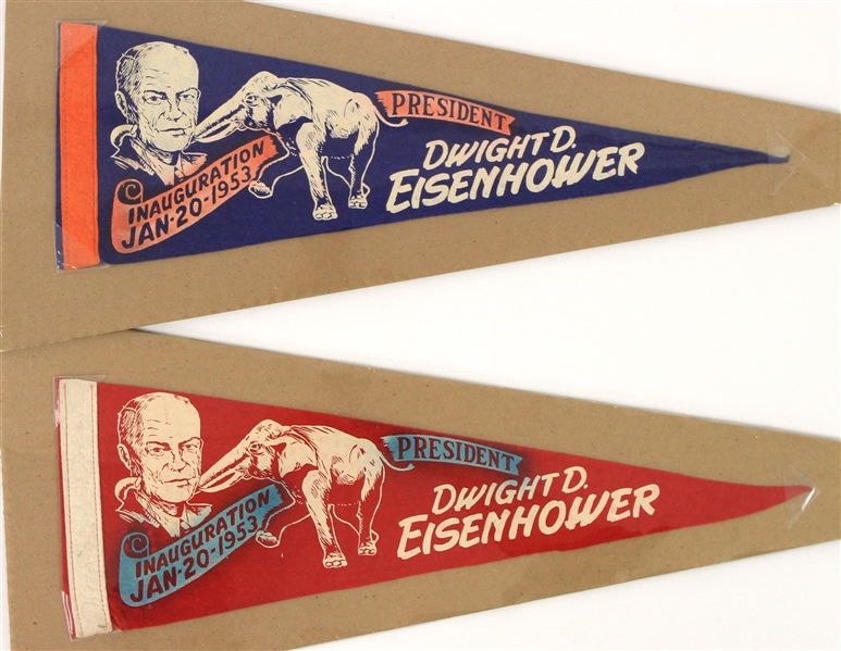 1953 Dwight D. Eisenhower 34th President of the United States 17" Inauguration Mini Pennants - Lot of 2