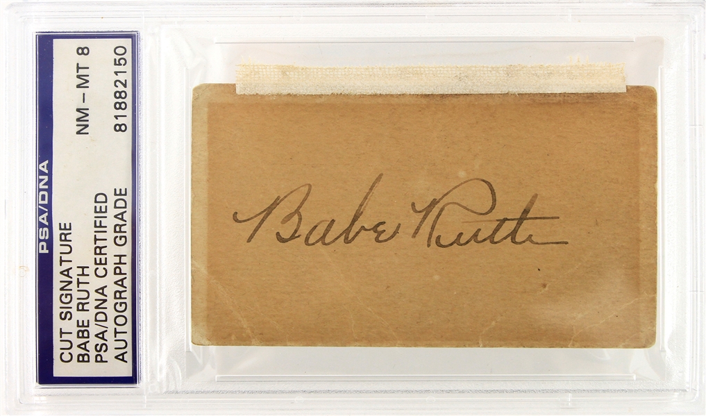 1920s Babe Ruth New York Yankees Signed Cut (PSA/DNA Slabbed NM-MT 8)