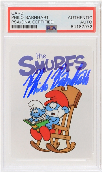 2019 Philo Barnhart The Smurfs Signed Animation Cell Trading Card (PSA Slabbed)