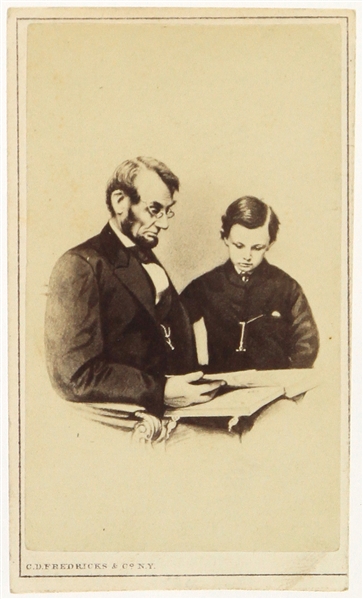 1861-65 Abraham Lincoln 16th President of the United States 2.5" x 4" Fredericks & Co. NY CDV Photo Card w/ Son Tad