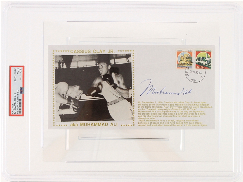 1990 Muhammad Ali World Heavyweight Champion Signed First Day Envelope (PSA Slabbed)