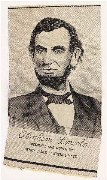 1940 Abraham Lincoln 16th President of the United States 8" x 15.5" Henry Bauer Woven Tapestry