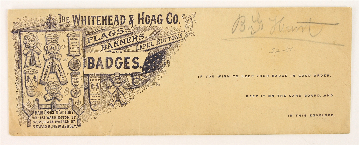1883 Whitehead & Hoag Co. Patented Tension Envelope