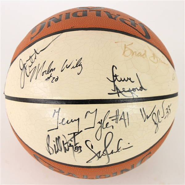1988-89 Dallas Mavericks Team Signed ONBA Stern Autograph Panel Basketball w/ 13 Signatures Including Mark Aguirre, Roy Tarpley, Rolando Blackman, Uwe Blab & More (JSA)