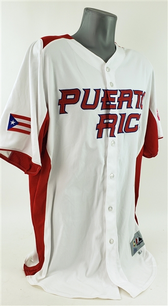 2013 Eddie Rosario Puerto Rico Signed Game Worn World Baseball Classic Jersey (MEARS LOA/JSA/MLB Hologram)