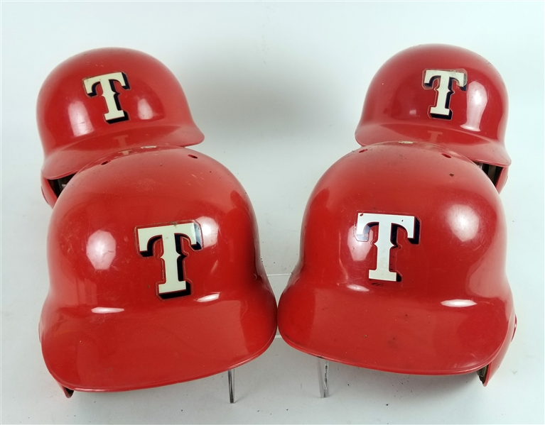 1994-96 Texas Rangers Batting Helmet Collection - Lot of 4 (MEARS LOA)