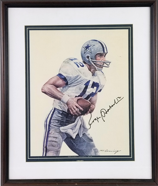 1979 Roger Staubach Dallas Cowboys Signed 21" x 24" Framed Lithograph (JSA)