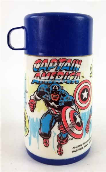 1983 Captain American Spiderman Incredible Hulk Aladdin Thermos