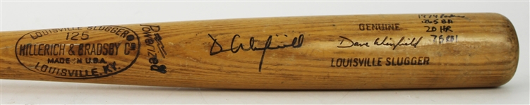 1974 Dave Winfield San Diego Padres Signed H&B Louisville Slugger Professional Model Game Used Bat (MEARS A10/JSA & PSA/DNA GU 9.5)