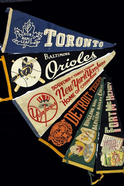 1940s-70s Baseball Americana Pennants Collection - Lot of 11 w/ New York Yankees, & More