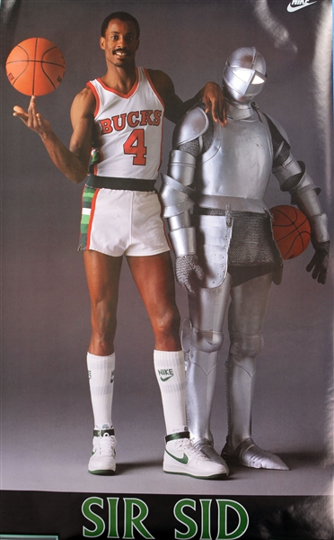 1980s Sidney Moncrief Milwaukee Bucks 22" x 36" Nike Sir Sid Poster