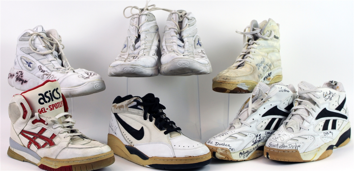 1980s-2000s Game Worn Signed Basketball Sneakers - Lot of 8 w/ Chris Mullin, Cliff Levingston, David Wood & More (MEARS LOA)
