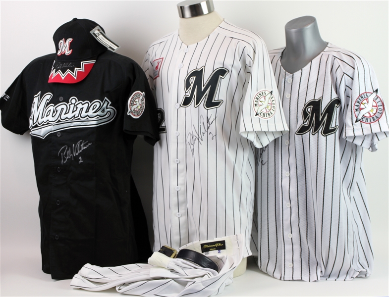 2006 Bobby Valentine Chiba Lotte Marines Signed Game Worn & Retail Jerseys, Pants & Cap - Lot of 5 (MEARS LOA)