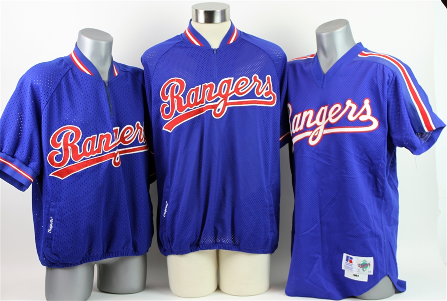 1990s Texas Rangers Batting Practice Jerseys - Lot of 3 w/ Jose Canseco, Kevin Brown & More (MEARS LOA)