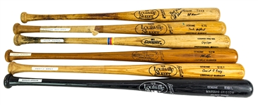 1977-96 Professional Model Game Used Bat Collection - Lot of 6 w/ Cecil Espy, Greg Gagne, Marquis Grissom Signed & More (MEARS LOA/JSA)