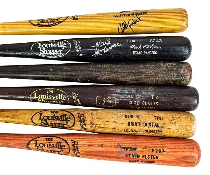 1985-2001 Professional Model Game Used Bat Collection - Lot of 6 w/ Oddibe McDowell, Markm McLemore Signed, Chad Curtis & More (MEARS LOA/JSA)
