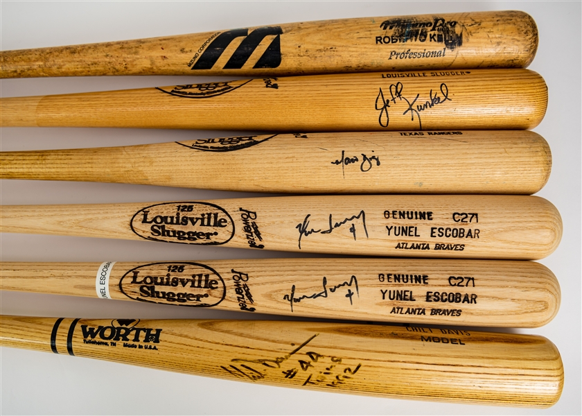 1986-2007 Professional Model Game Used Bat Collection - Lot of 6 w/ Chili Davis Signed, Roberto Kelly, Yunel Escobar Signed & More (MEARS LOA/JSA)