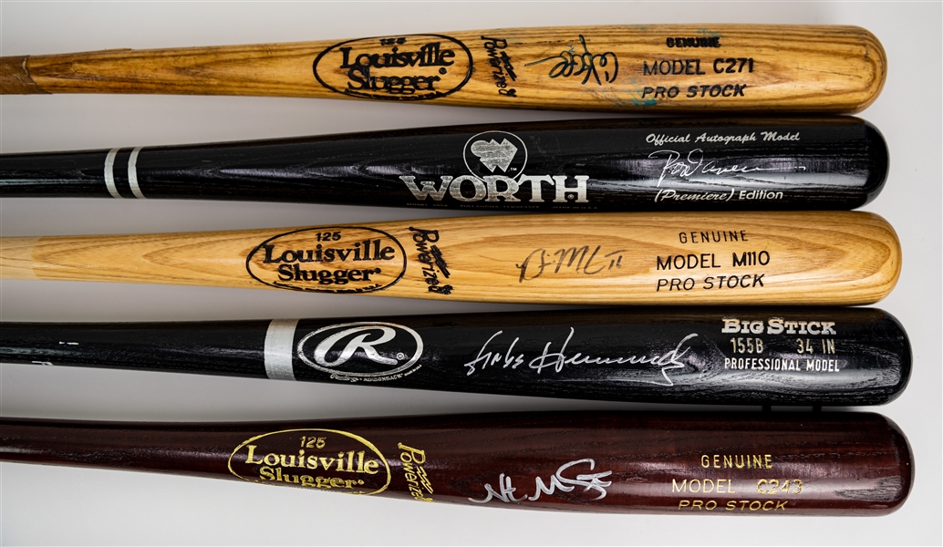 1980s-2000s Signed Professional Model Bat Collection - Lot of 9 w/ Rod Carew, Brian McCann, Nate McClouth & More (MEARS LOA/JSA)