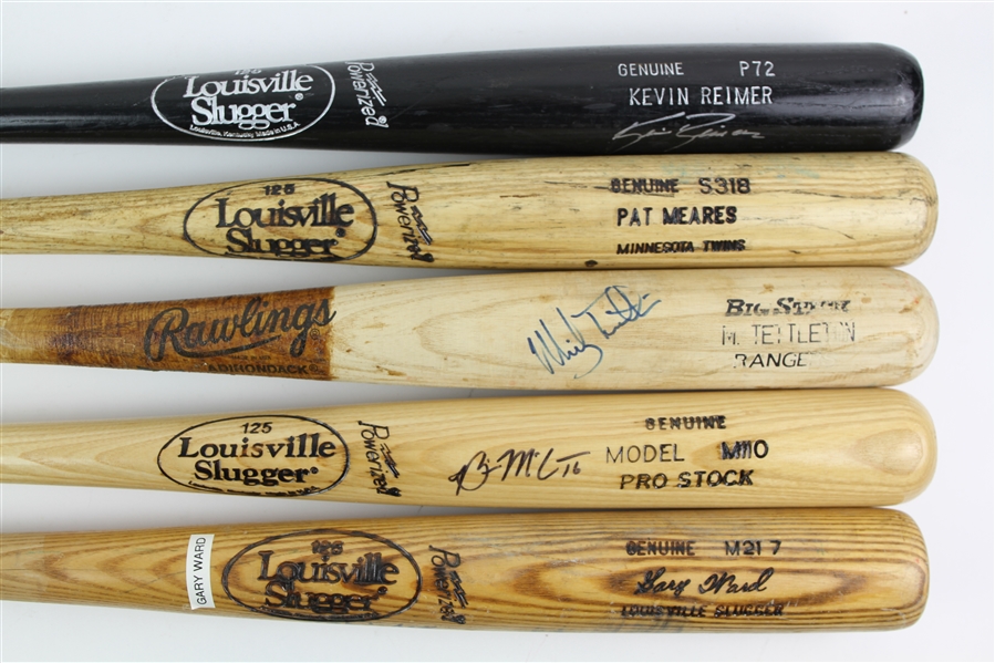 1984-2010 Signed Professional Model Game Used Bat Collection - Lot of 5 w/ Mickey Tettleton, Brian McCann, Pat Meares & More (MEARS LOA/JSA)