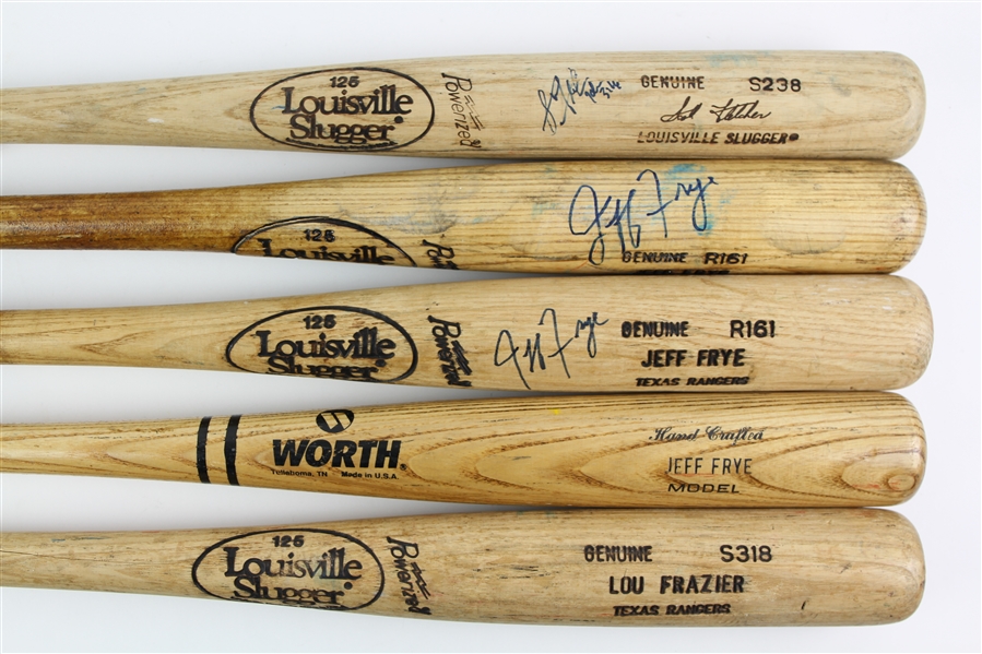 1986-96 Professional Model Game Used Bat Collection - Lot of 5 w/ Scott Fletcher Signed, Jeff Frye Signed, Lou Frazier & More (MEARS LOA/JSA)