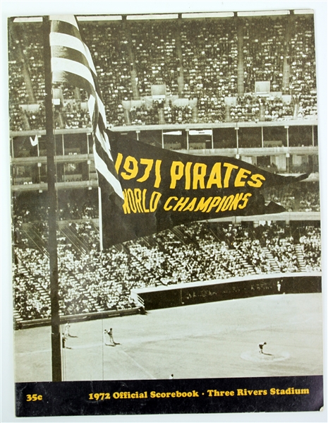 1972 Pittsburgh Pirates vs Cincinnati Reds Official Scorebook 