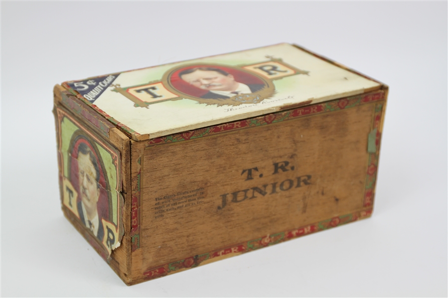 1901-09 Theodore Roosevelt 26th President of the United States 4.5" x 5" x 9" Wooden Cigar Box