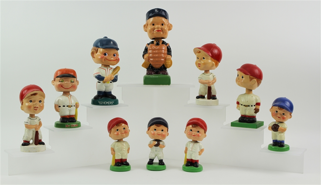 1950s-60s Baseball Vintage Nodder Collection - Lot of 10 w/ 62 Homers, Umpire & More