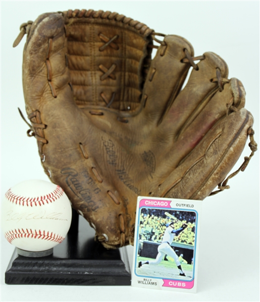 1970s-90s Billy Williams Chicago Cubs Store Model Rawlings Mitt & Signed OAL Brown Baseball (JSA) 