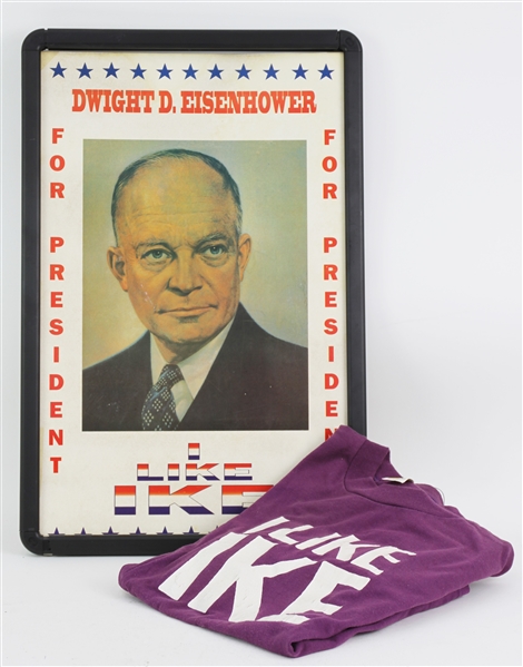 1953-1961 Dwight D. Eisenhower 34th President Campaign Poster and T-Shirt 