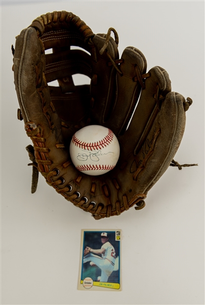 1970s-80s Jim Palmer Baltimore Orioles Store Model Spalding Mitt & Signed OAL Brown Baseball (JSA)