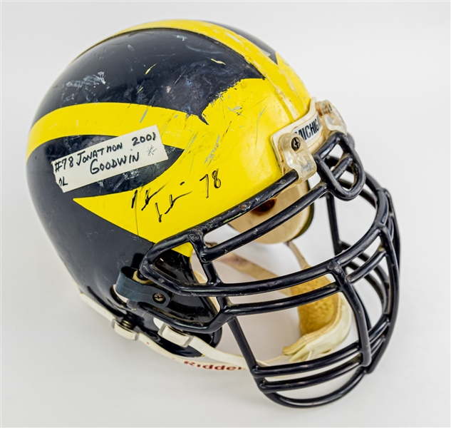2001 Jonathan Goodwin Michigan Wolverines Signed Game Worn Football Helmet (MEARS LOA/JSA)