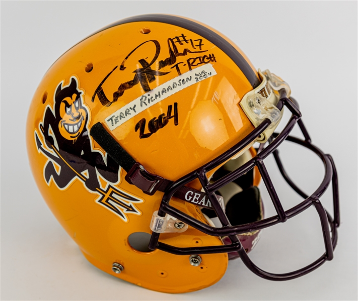 2004 Terry Richardson Arizona State Sun Devils Signed Game Worn Football Helmet (MEARS LOA/JSA)