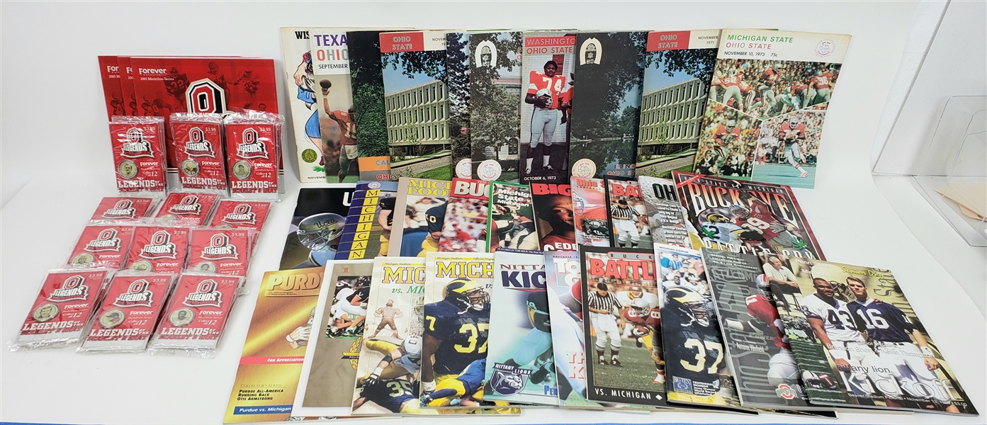 1969-2000s Ohio State Football Programs & Collector Coins (Lot of 60+)