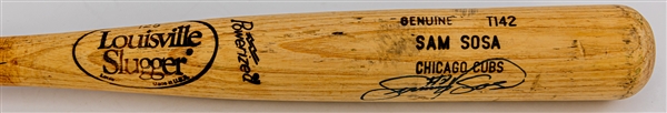 1993 Sammy "Sam" Sosa Chicago Cubs Signed Louisville Slugger Professional Model Game Used Bat (MEARS A9/JSA)
