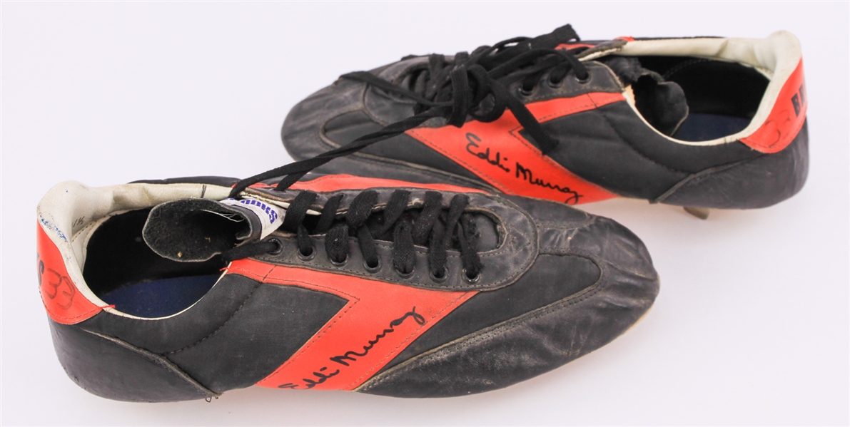 1977-83 Eddie Murray Baltimore Orioles Signed Game Worn Brooks Cleats (MEARS LOA/JSA)