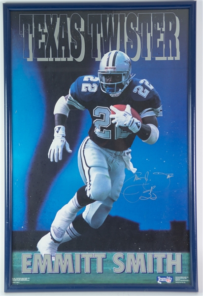 1990-2002 Emmitt Smith Dallas Cowboys "Texas Twister" Signed 24x37 Framed Poster (JSA)