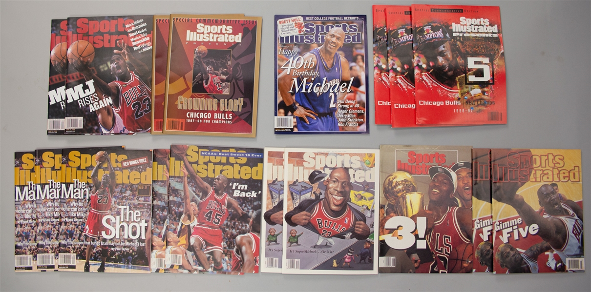 1993-2003 Michael Jordan Chicago Bulls Sports Illustrated Magazines - Lot of 18 w/ Commemorative Issues & More