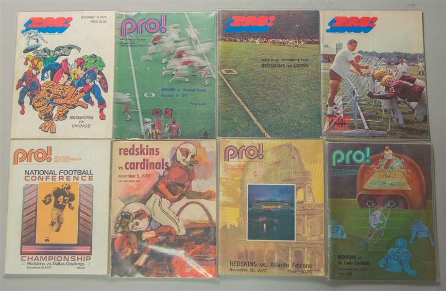1967-1972 Washington Redskins NFL Pro! Official Programs (Lot of 8)