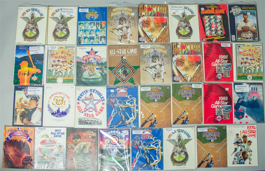 1974-2011 All-Star Game Programs Including Baltimore Orioles, Milwaukee Brewers, and more (Lot of 35)
