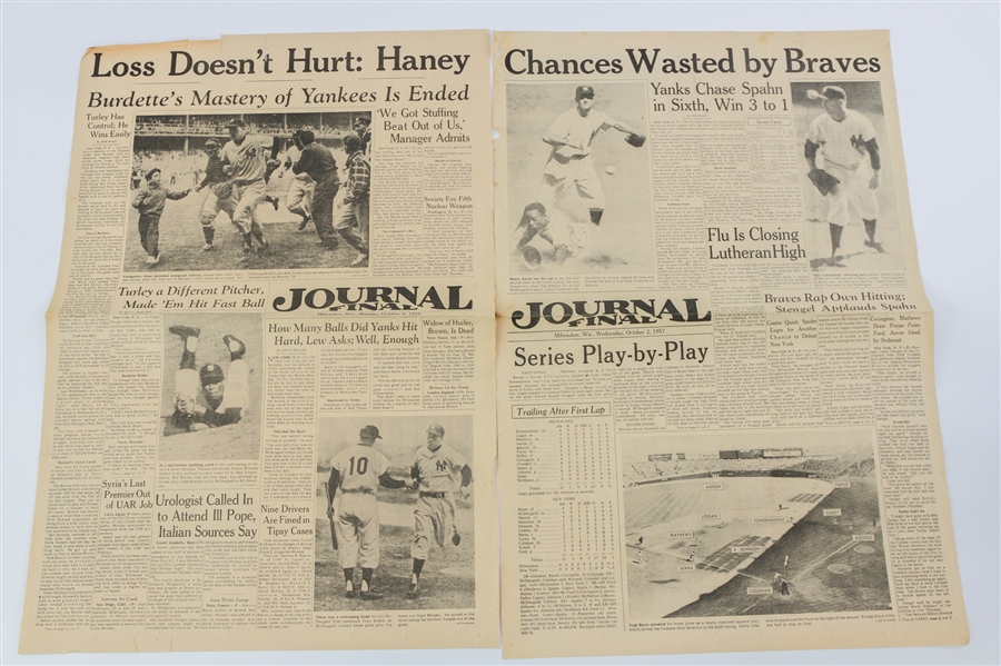1957-58 Milwaukee Braves World Series Rare Photos & Newspapers