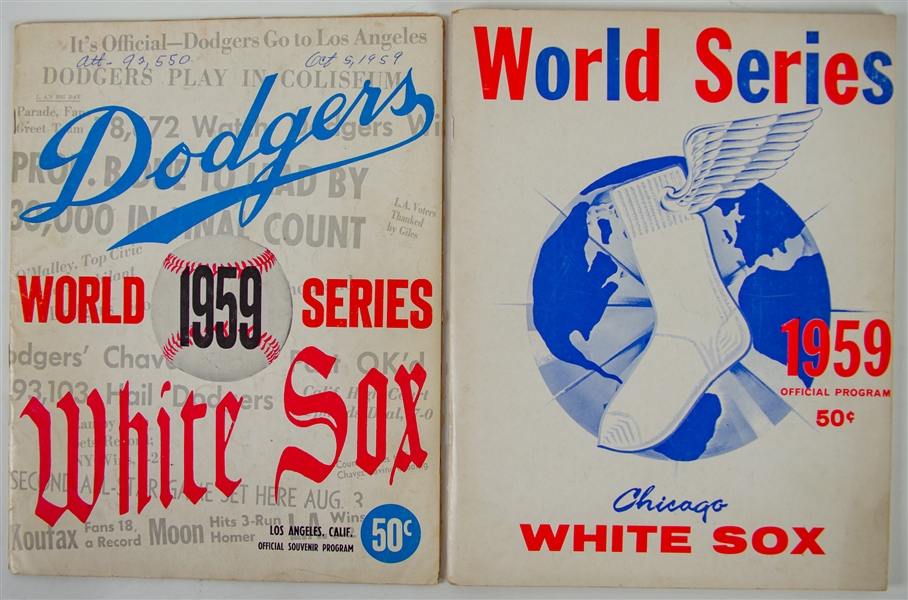 1959 Los Angeles Dodgers vs Chicago White Sox World Series Official Souvenir Program w/ Chicago White Sox Program