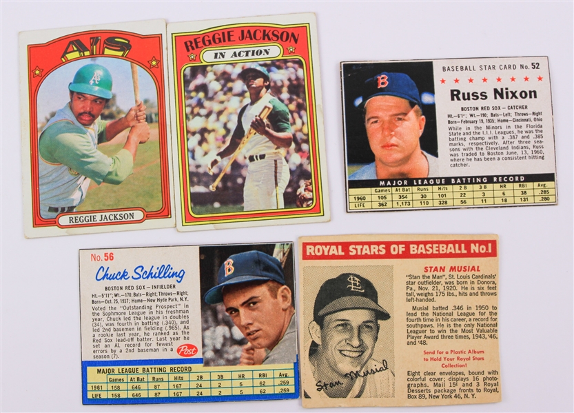 1960s-1970s Baseball Star, Post, Royal Stars of Baseball Trading Cards Including Reggie Jackson (Lot of 5)