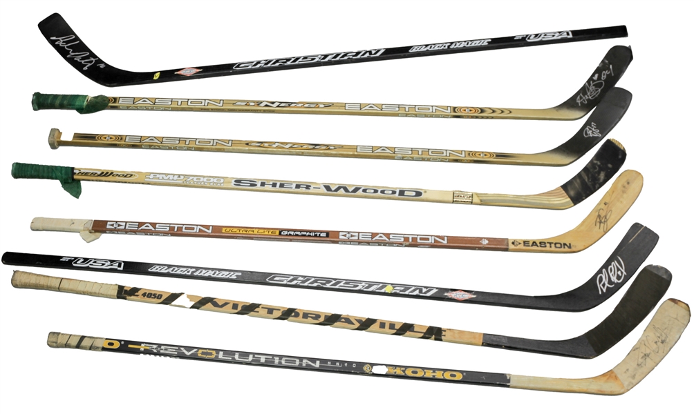 1990s-2000s Game Used Signed Hockey Stick Collection - Lot of 12 w/ Paul Cavallini, Pierre Turgeon, Brent Gilchrist (MEARS LOA/JSA)