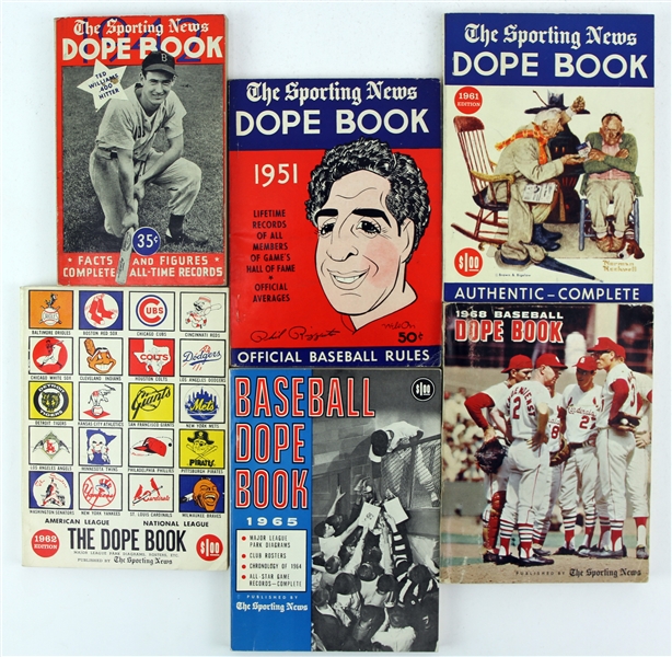 1942-68 Sporting News Baseball Dope Book Collection - Lot of 6