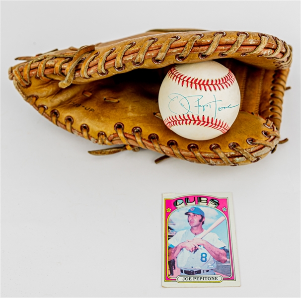 1960s-80s Joe Pepitone New York Yankees Store Model Hollander First Base Mitt & Signed OAL Brown Baseball (JSA)