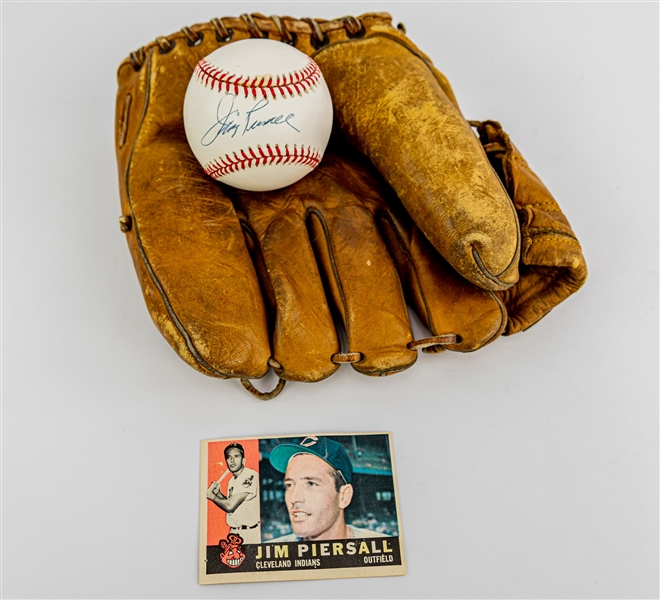 1950s-90s Jim Piersall Boston Red Sox Store Model Franklin Mitt & Signed ONL Coleman Baseball (JSA)