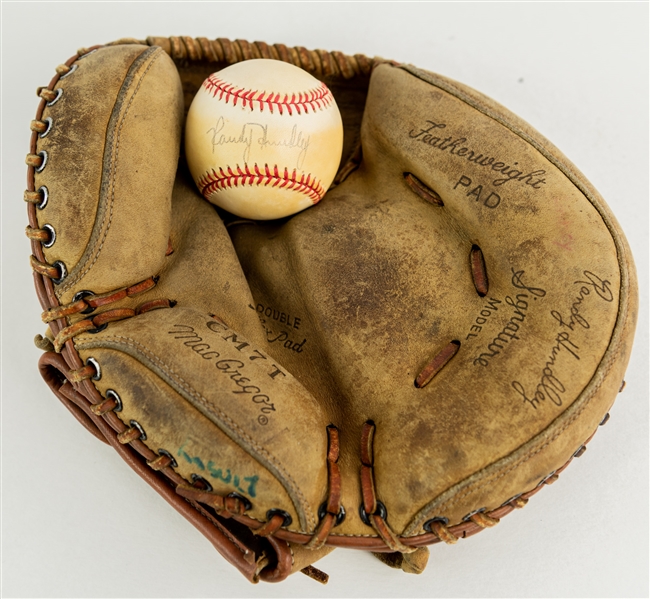 1970s-90s Randy Hundley Chicago Cubs Store Model MacGregor Catcher Mitt & Signed ONL White Baseball (JSA)