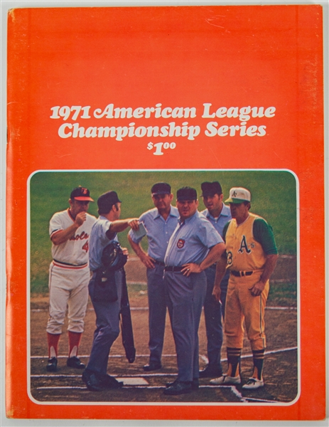 1971 Baltimore Orioles vs Oakland As American League Championship Series Program